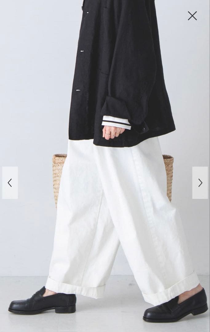 かぐれ　新品　今季　ホワイトデニムワイドパンツ 2026春夏