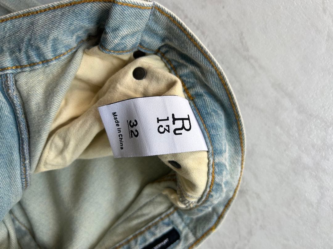 R13 damon タックワイドジーンズ　US32