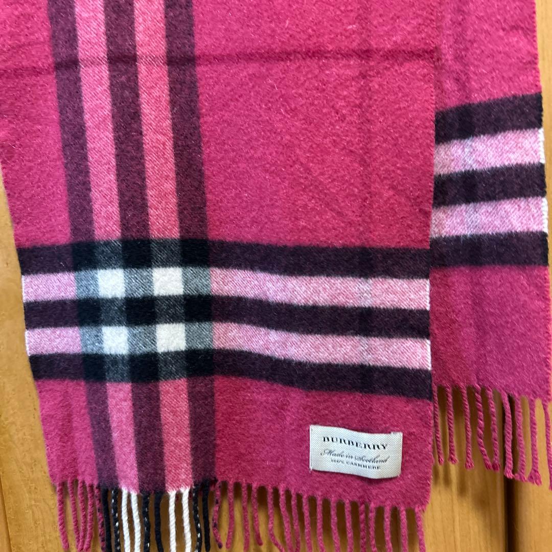 BURBERRY カシミヤ マフラー ピンク系 チェック柄