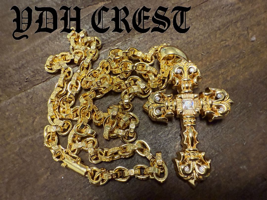 ★CKRGT　22K金メッキS925　チャクラ型クロス＊ストーン　刻印有り
