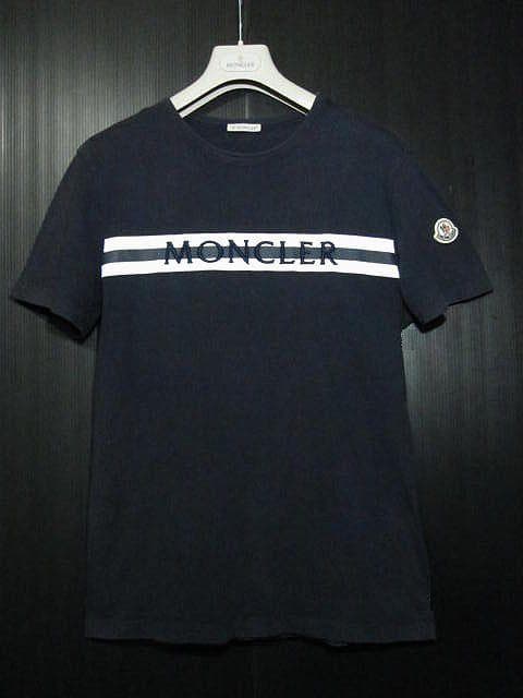 MONCLER モンクレール Tシャツ 刺繍ロゴ文字ボーダー サイズM 正規品