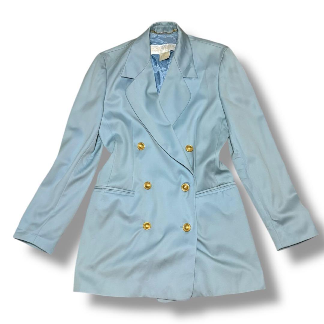 ESCADA エスカーダ 金ボタン ダブルジャケット 水色 38 M