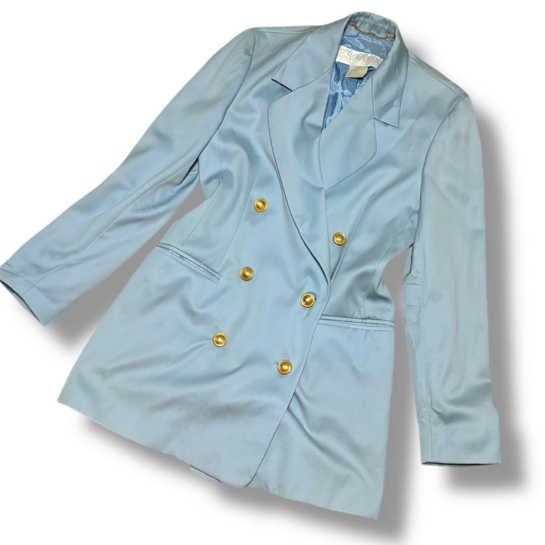ESCADA エスカーダ 金ボタン ダブルジャケット 水色 38 M