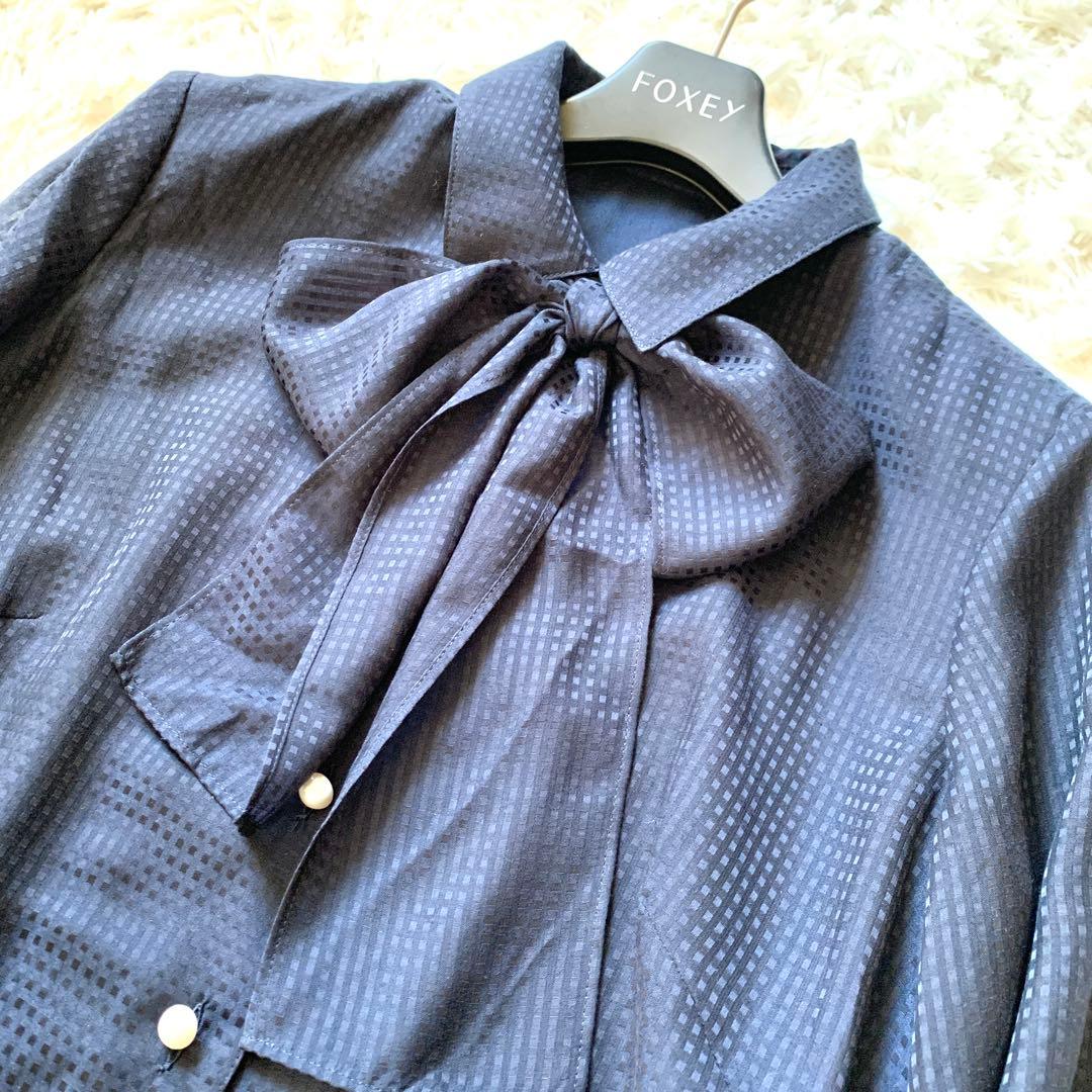 極美品✨完売品 Rene ルネ ボウタイ シフォン ワンピース パール チェック