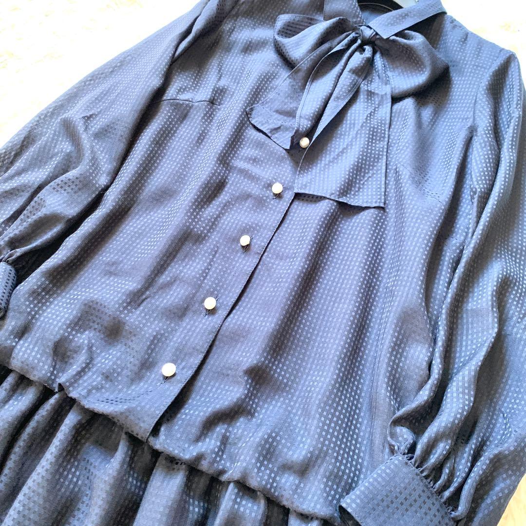 極美品✨完売品 Rene ルネ ボウタイ シフォン ワンピース パール チェック