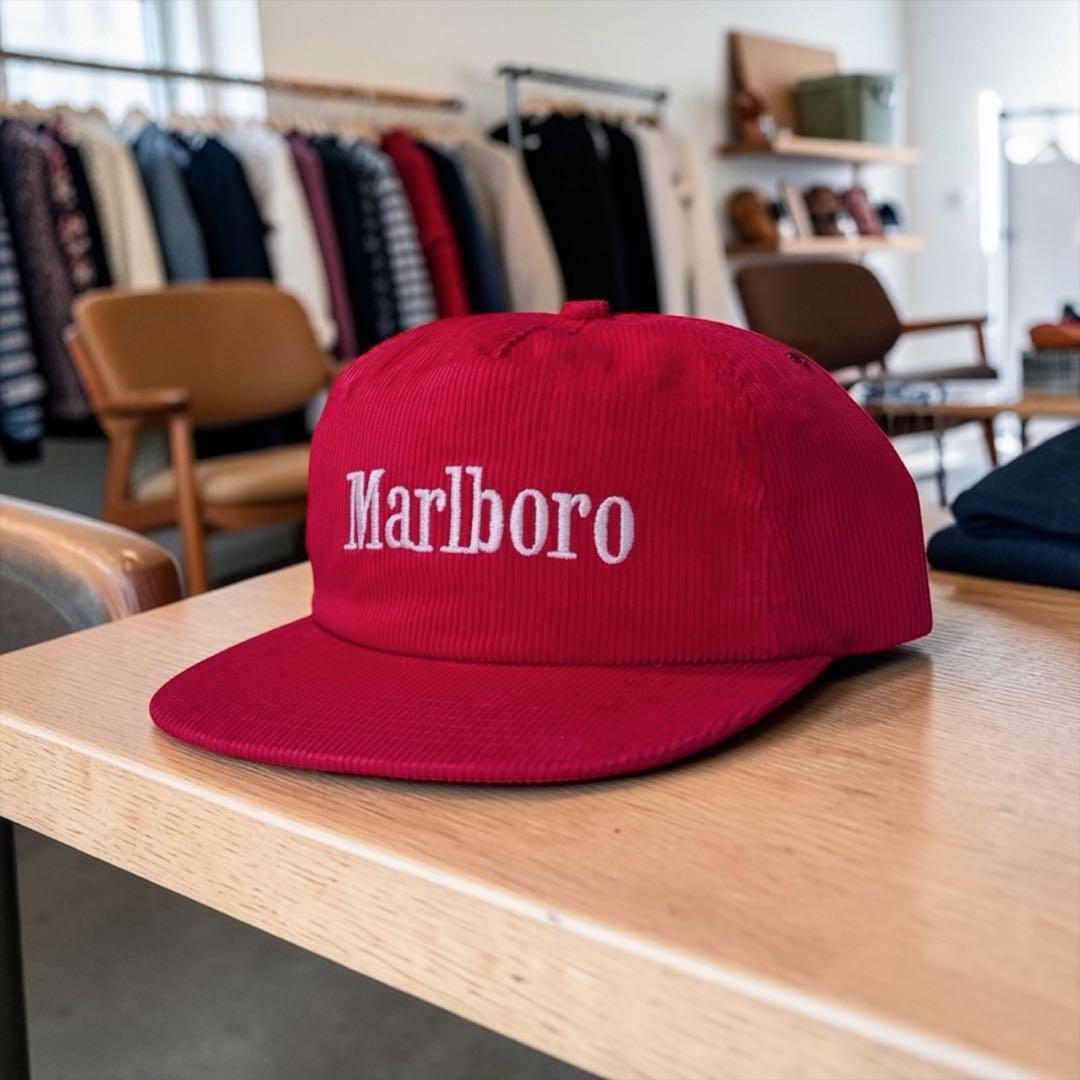 マルボロ Marlboro コーデュロイキャップ CAP 刺繍ロゴ アイレット