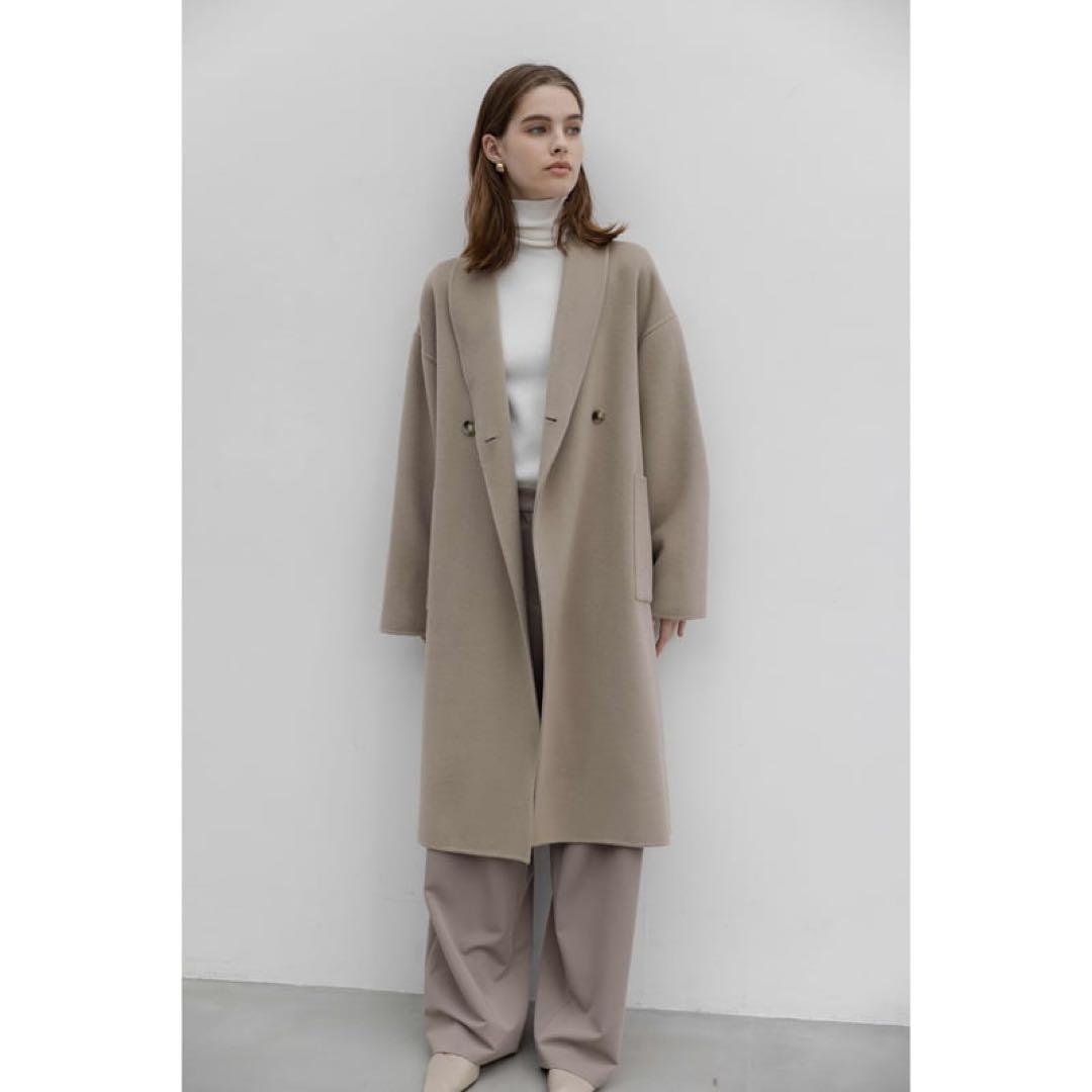 新品同様 na.e Shawl Collar Wool Coat_Greige