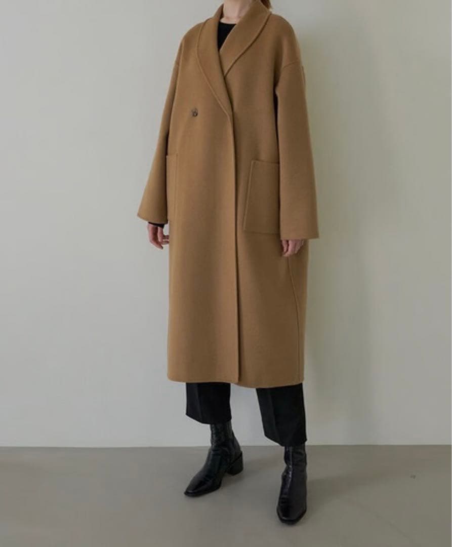 新品同様 na.e Shawl Collar Wool Coat_Greige