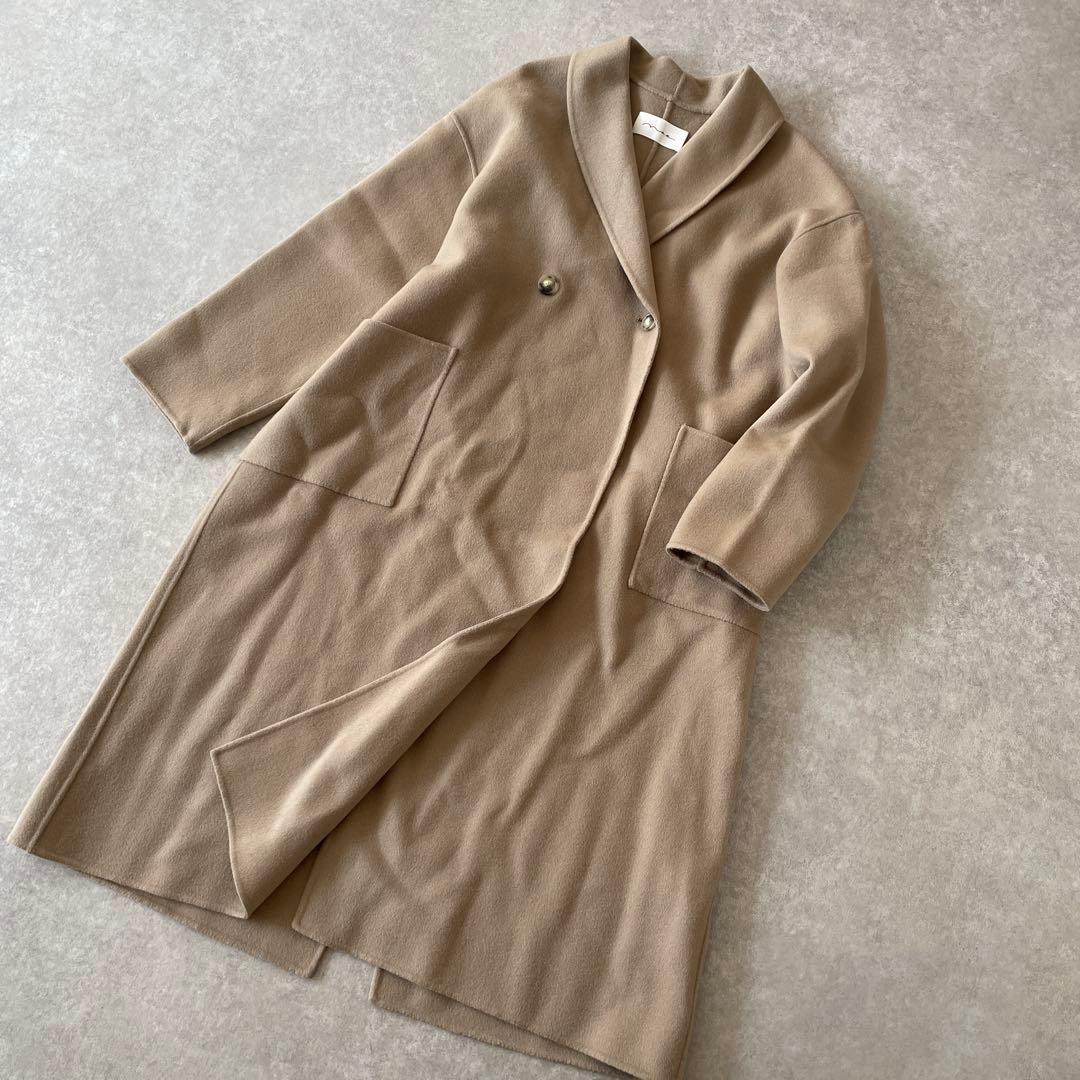 新品同様 na.e Shawl Collar Wool Coat_Greige