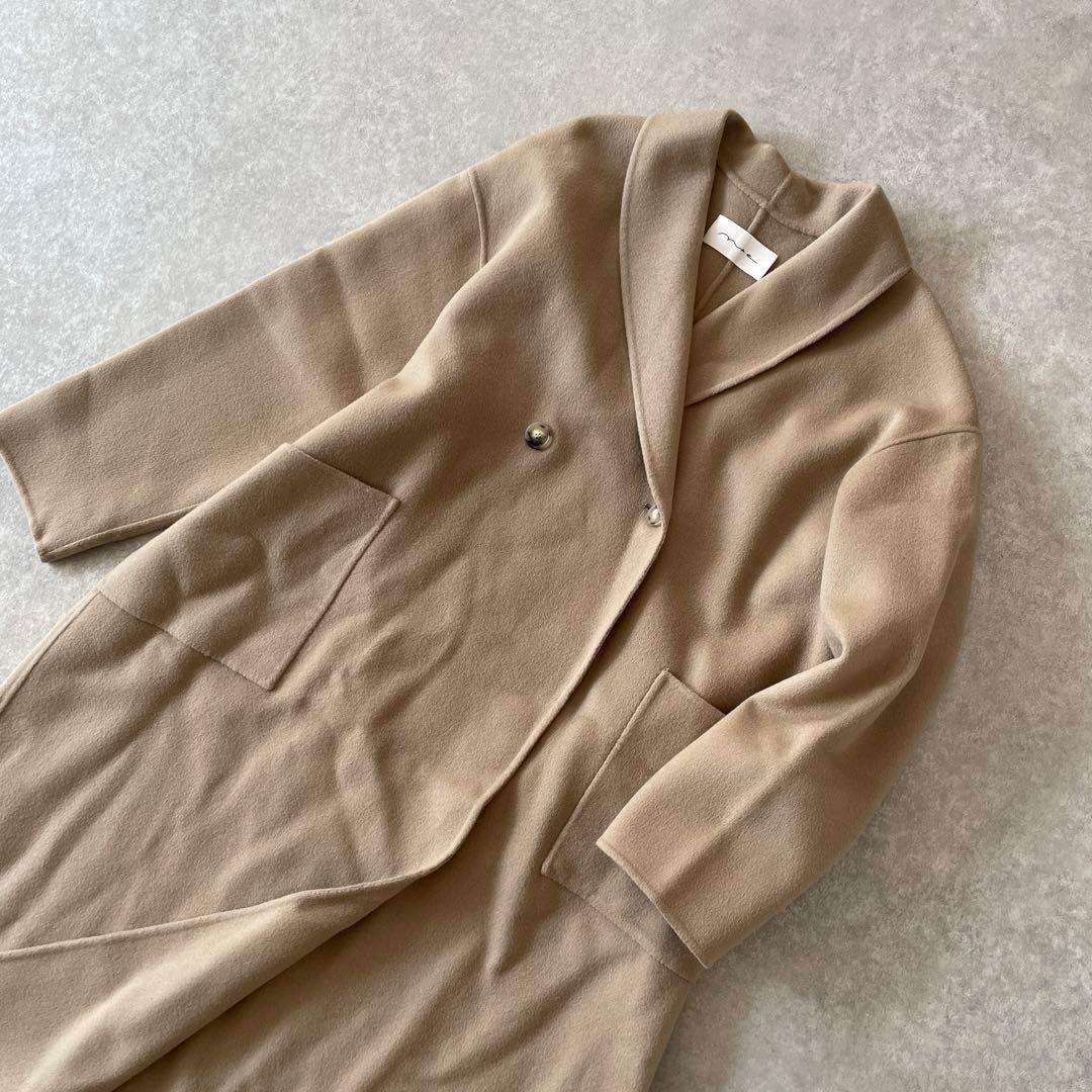 新品同様 na.e Shawl Collar Wool Coat_Greige