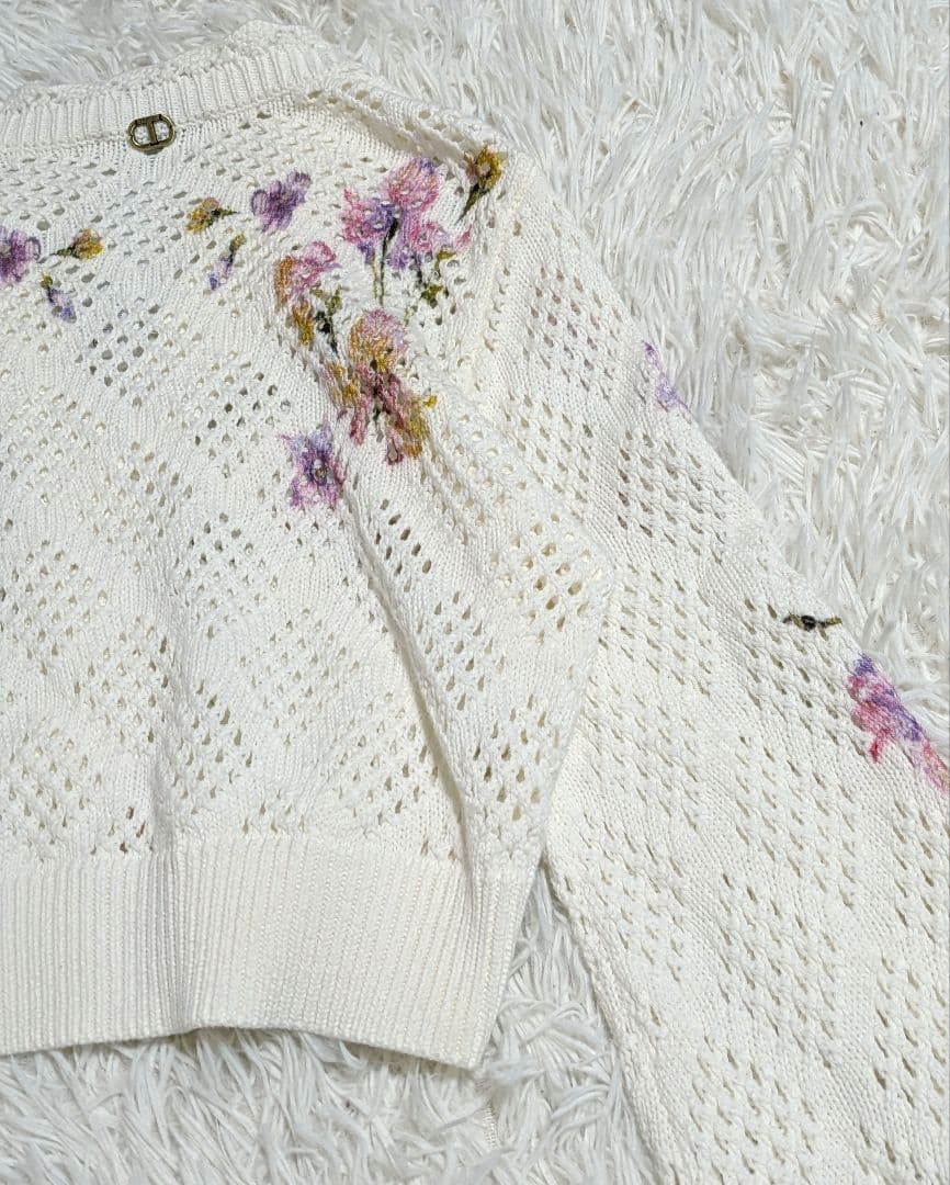 ​【極美品】TWINSET フローラルプリント ニットカーディガン XS 花柄