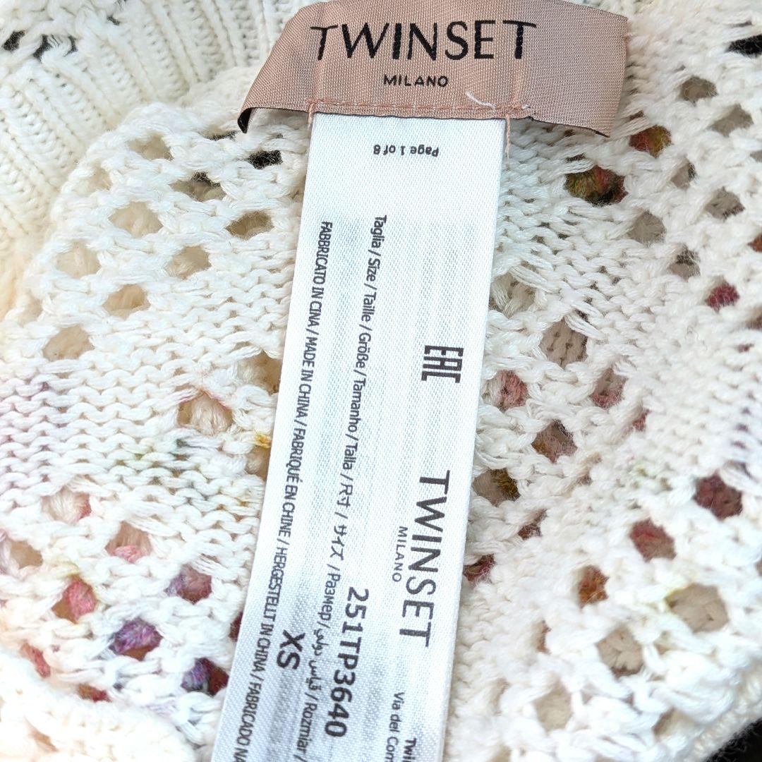 ​【極美品】TWINSET フローラルプリント ニットカーディガン XS 花柄