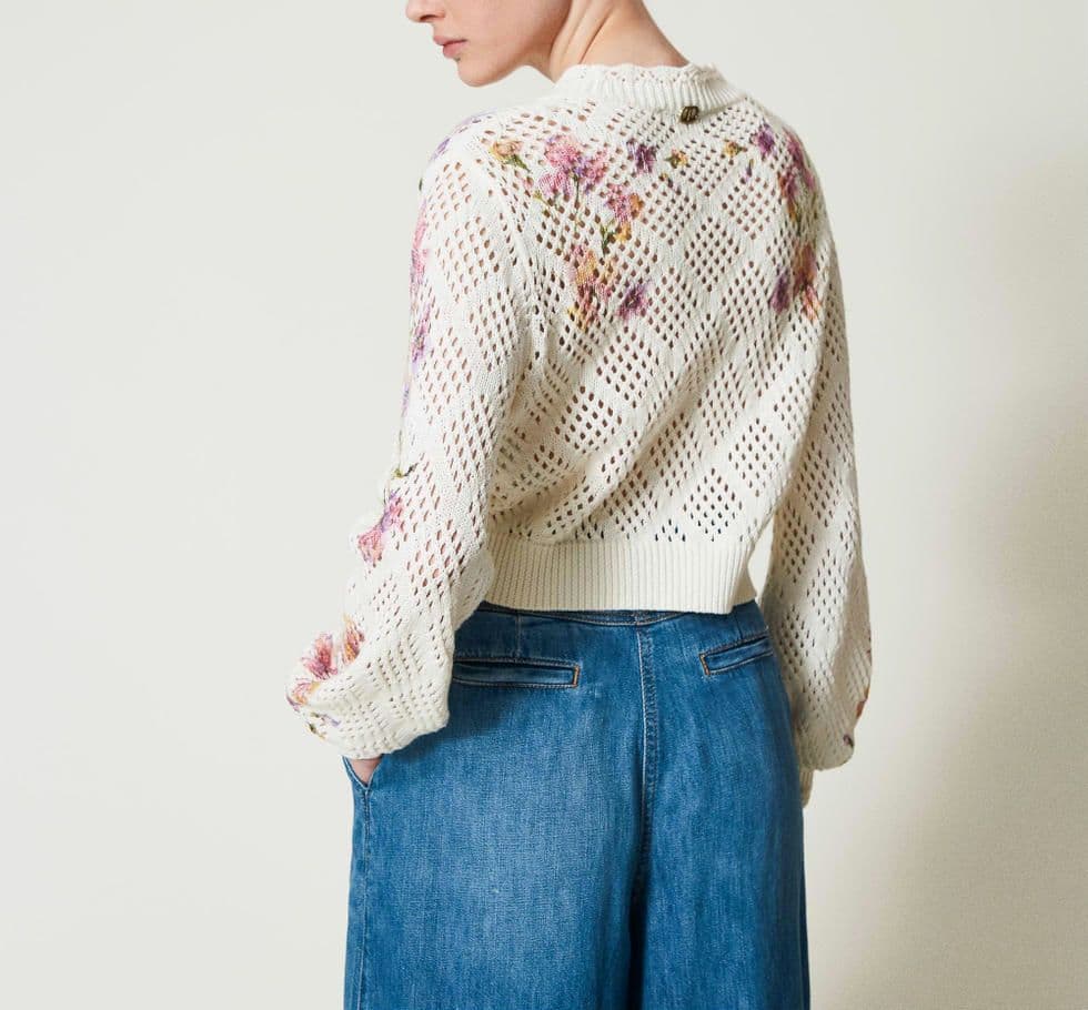 ​【極美品】TWINSET フローラルプリント ニットカーディガン XS 花柄
