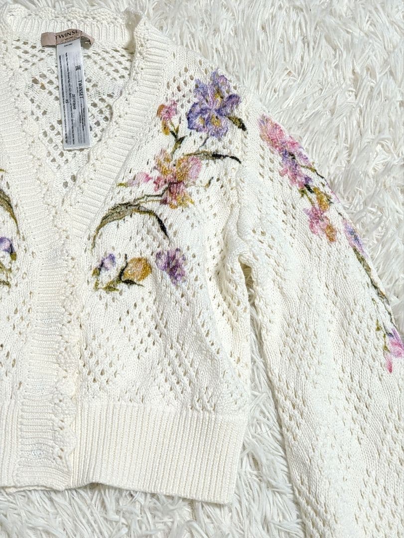 ​【極美品】TWINSET フローラルプリント ニットカーディガン XS 花柄