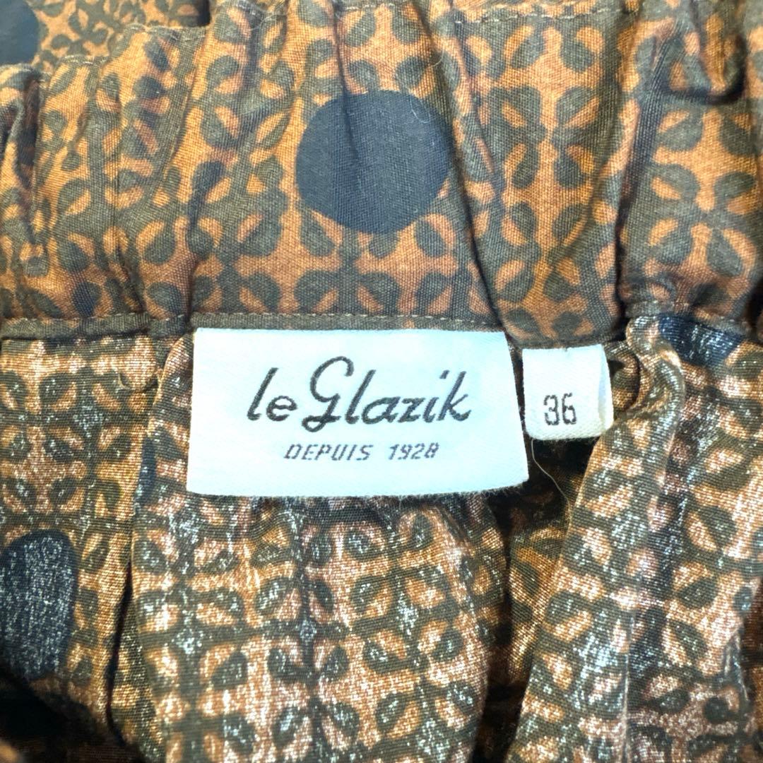 美品LE GLAZIK ルグラジックバティックギャザースカートアフリカンドット柄