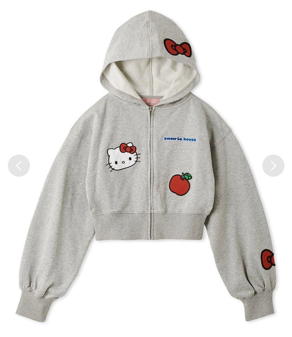 上下セット　サンリオハウス　キティ　アップリケ　スウェット　グレー