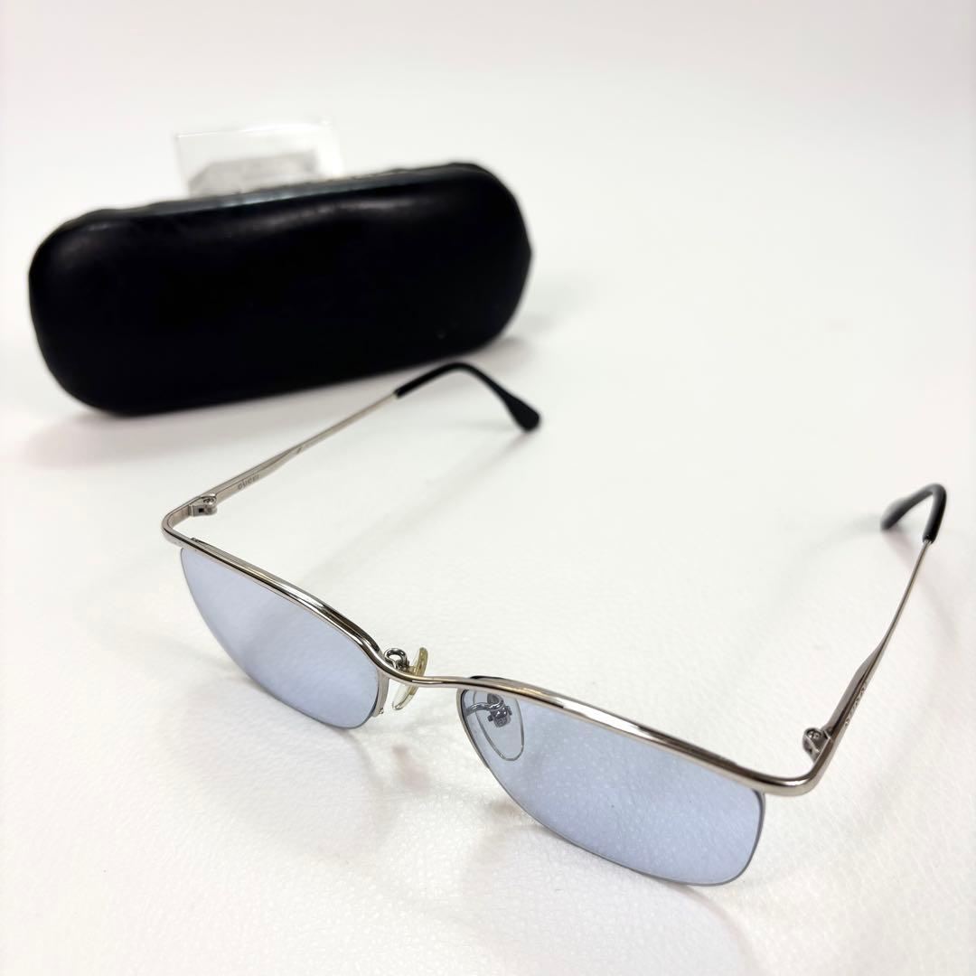 GUCCI サングラス リムレス ブルーレンズ メタルフレーム