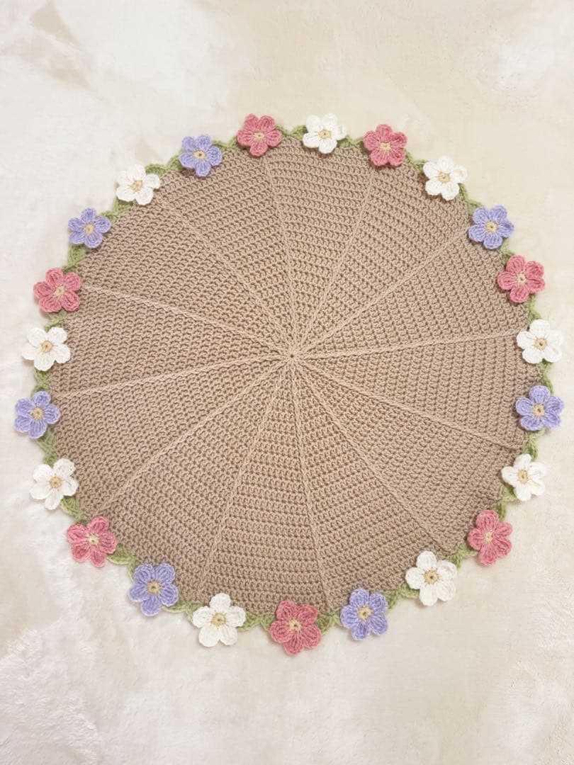 ブーケブランケット(ベージュ)花束ブランケット　フラワーブランケット　インテリア