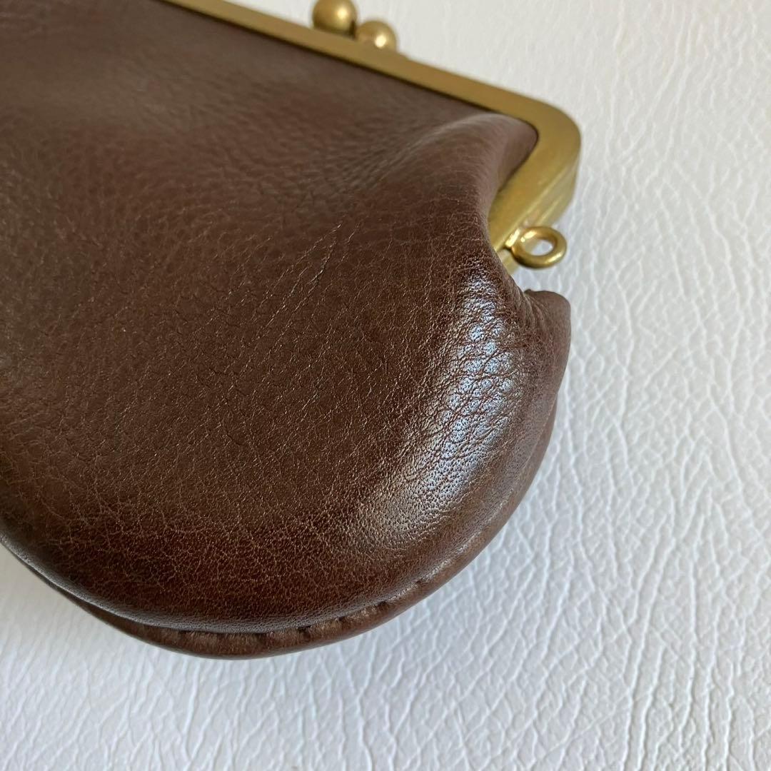 廃盤モデル 美品 N25 がま口財布 折り財布 レザー シボ ブラウン 茶