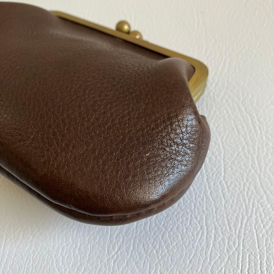 廃盤モデル 美品 N25 がま口財布 折り財布 レザー シボ ブラウン 茶