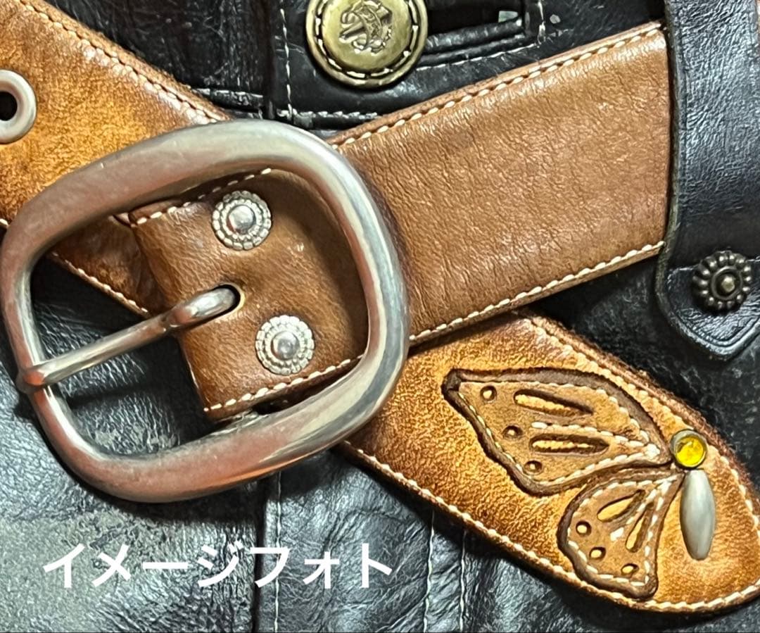 obelisk オベリスク　レザーパンツ　牛革　ブーツカット　ダメージ加工