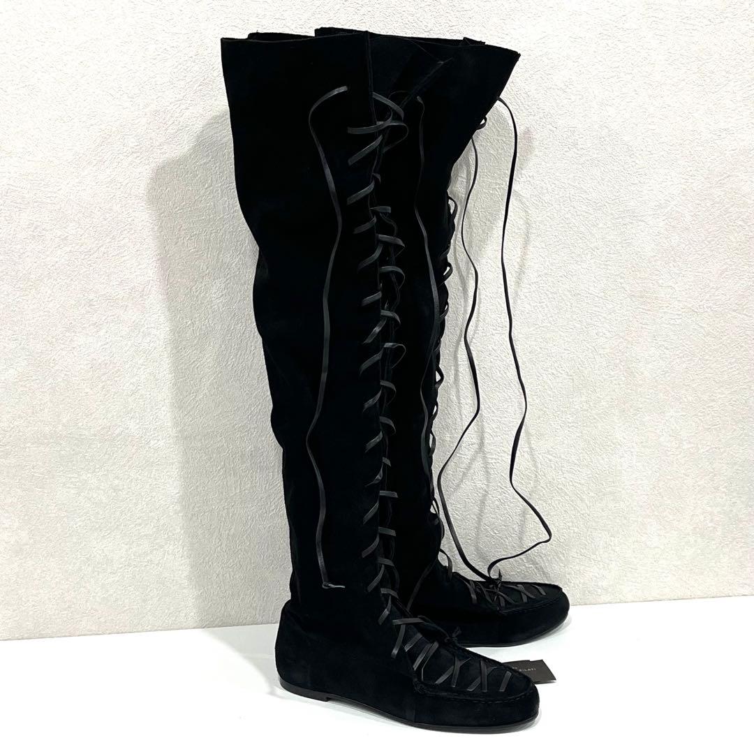 f027 未使用　ZARA ザラ　レザー　ニーハイ　ロングブーツ　スウェード
