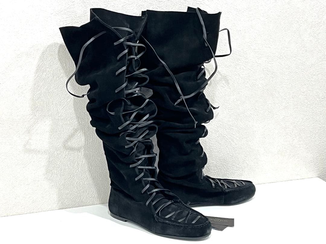 f027 未使用　ZARA ザラ　レザー　ニーハイ　ロングブーツ　スウェード