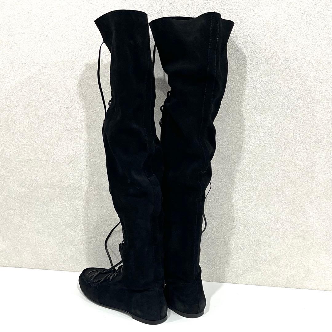f027 未使用　ZARA ザラ　レザー　ニーハイ　ロングブーツ　スウェード