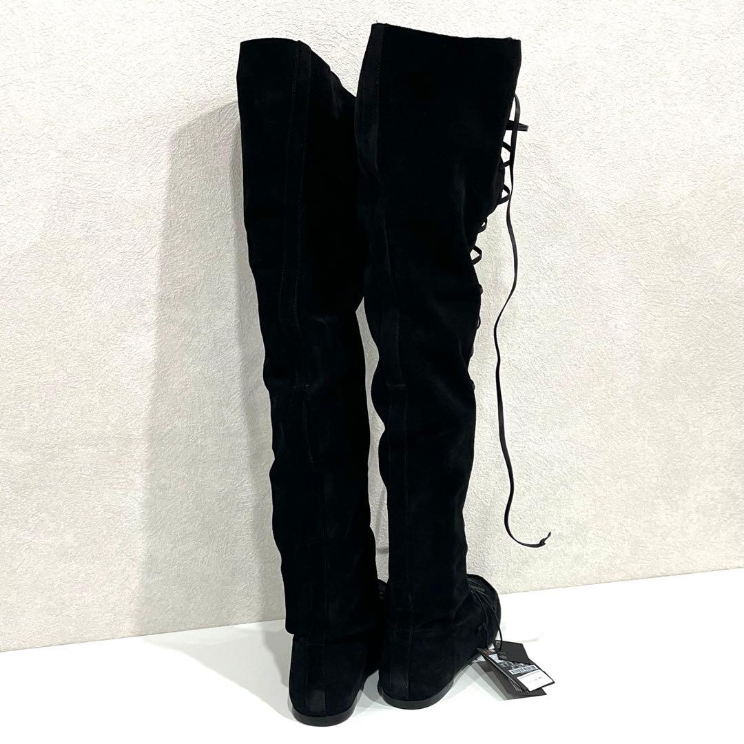 f027 未使用　ZARA ザラ　レザー　ニーハイ　ロングブーツ　スウェード