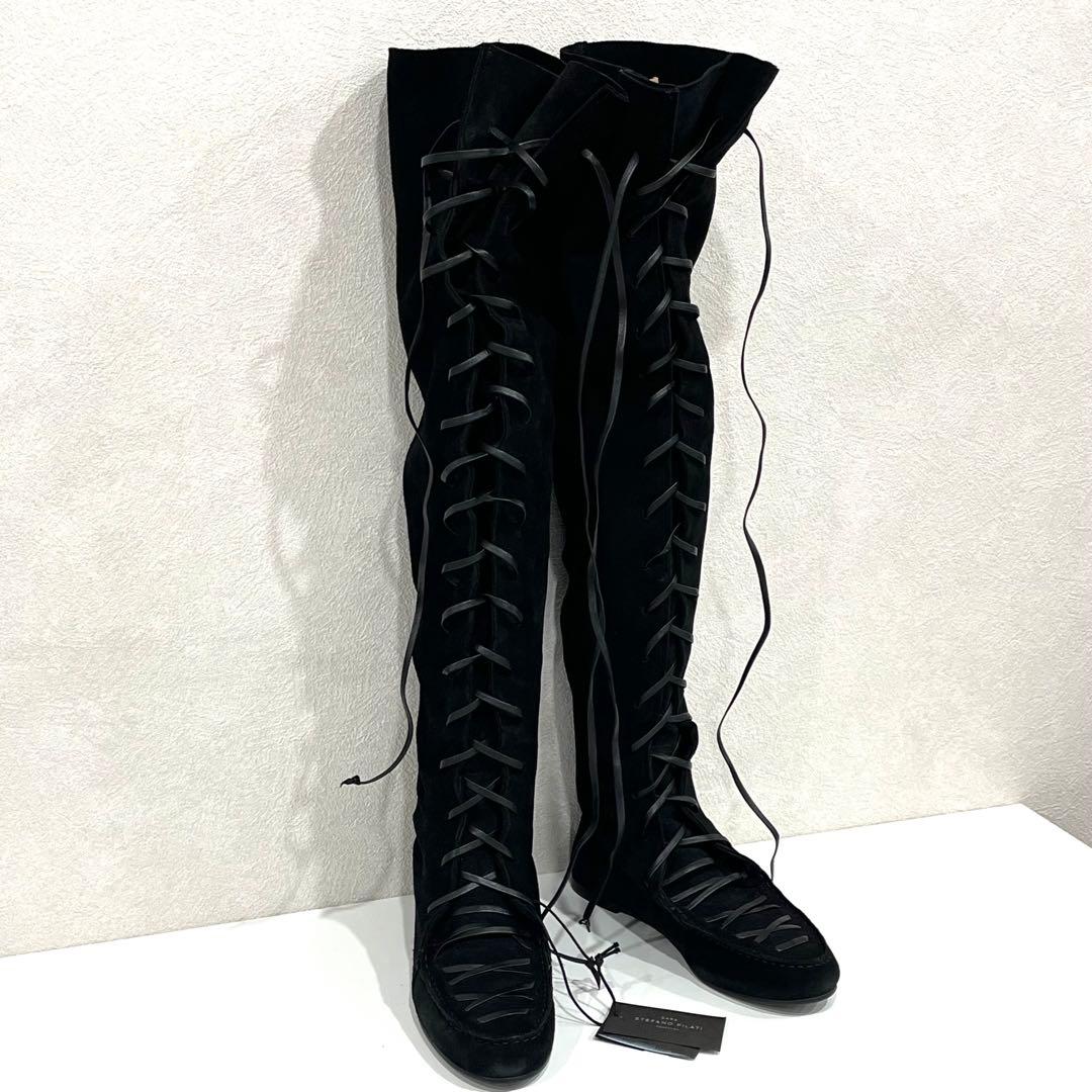 f027 未使用　ZARA ザラ　レザー　ニーハイ　ロングブーツ　スウェード