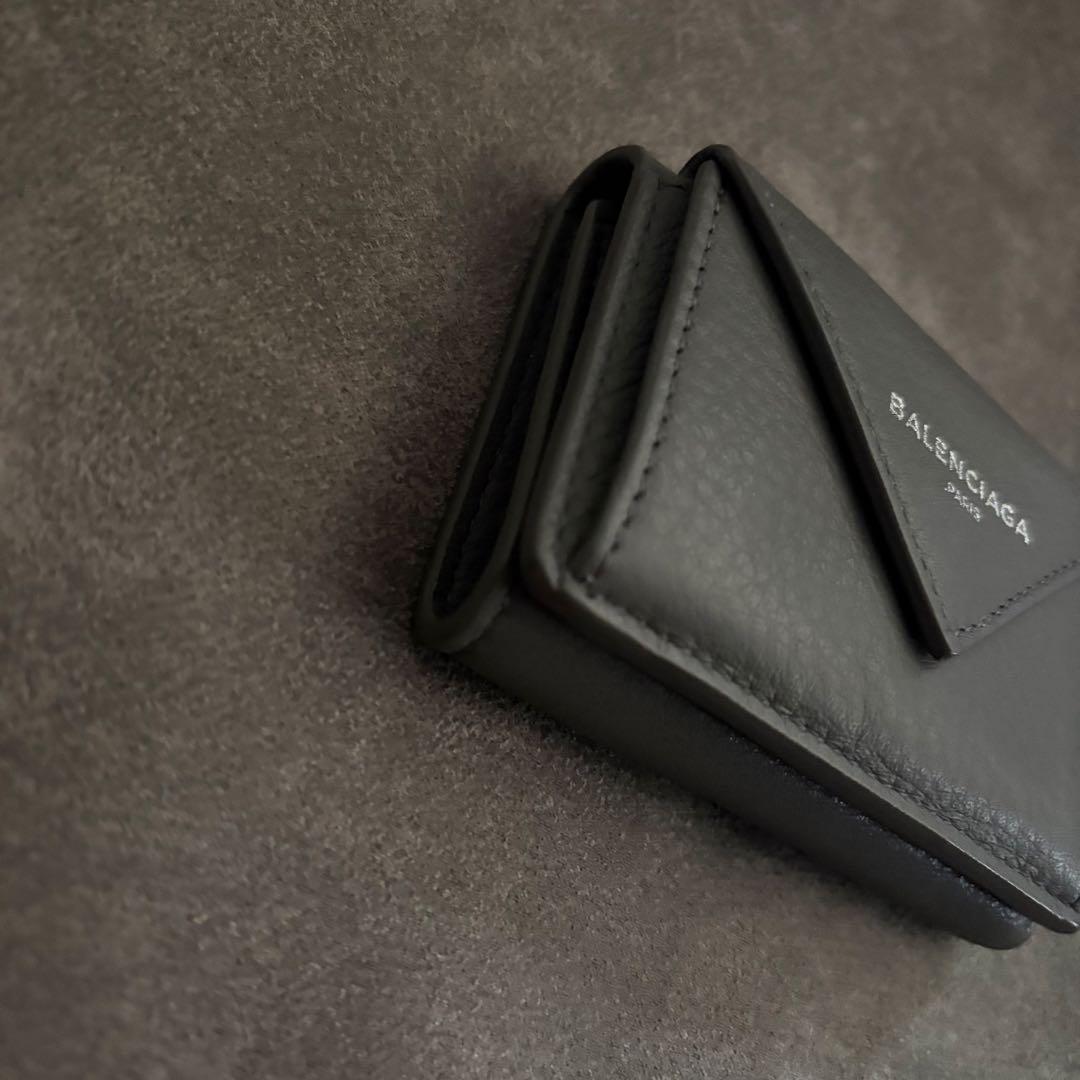 BALENCIAGA ペーパーミニ 三つ折り ウォレット グレー