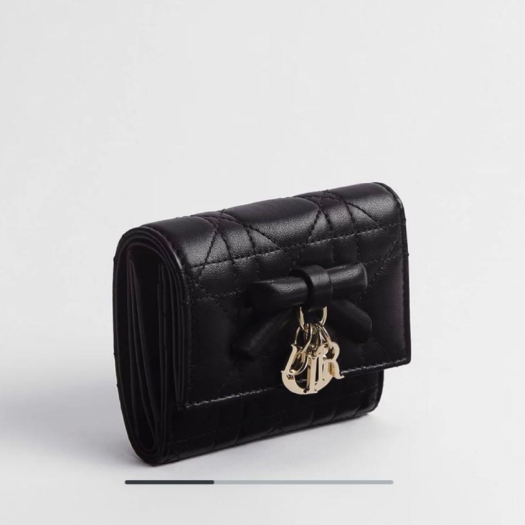 My Dior Hibiscus 三つ折り財布 ブラック リボン