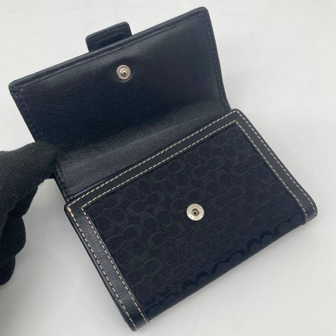 美品 COACH ソーホー 三つ折り 財布 ミニシグネチャー 黒 レディース