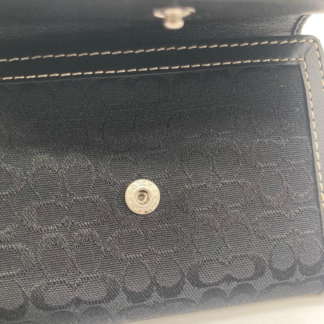 美品 COACH ソーホー 三つ折り 財布 ミニシグネチャー 黒 レディース