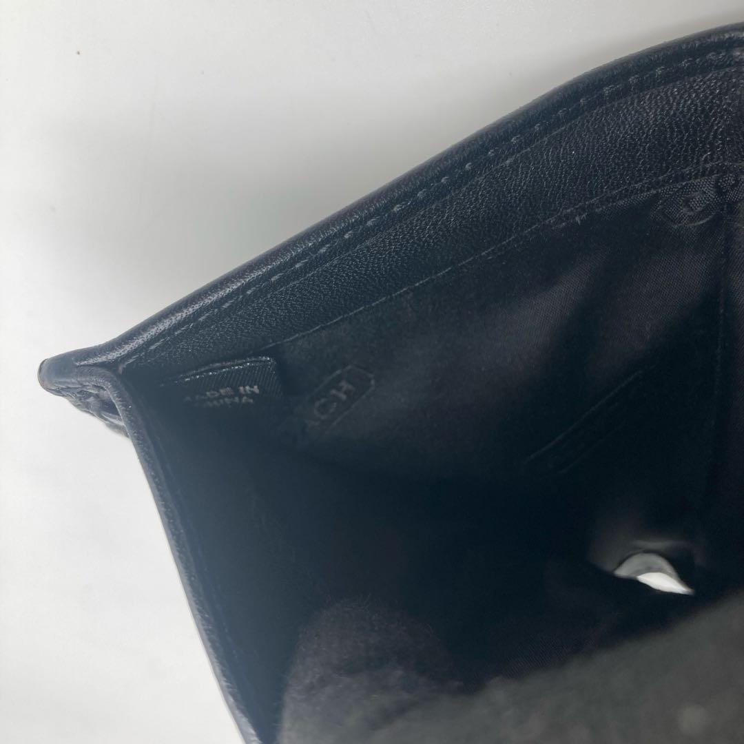 美品 COACH ソーホー 三つ折り 財布 ミニシグネチャー 黒 レディース