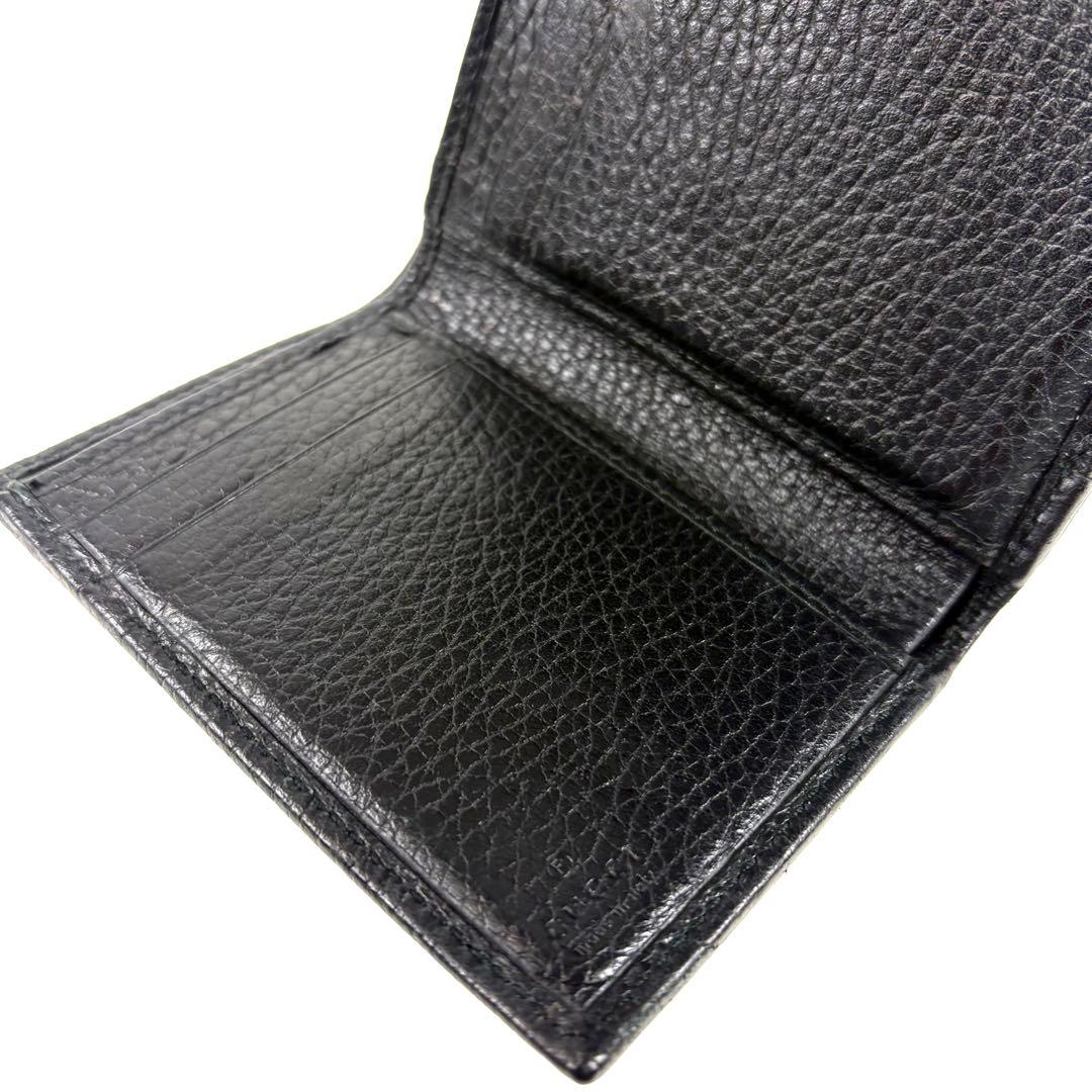 良品✨グッチ 3つ折り財布 マーモント シュリンクレザー ブラック ゴールド