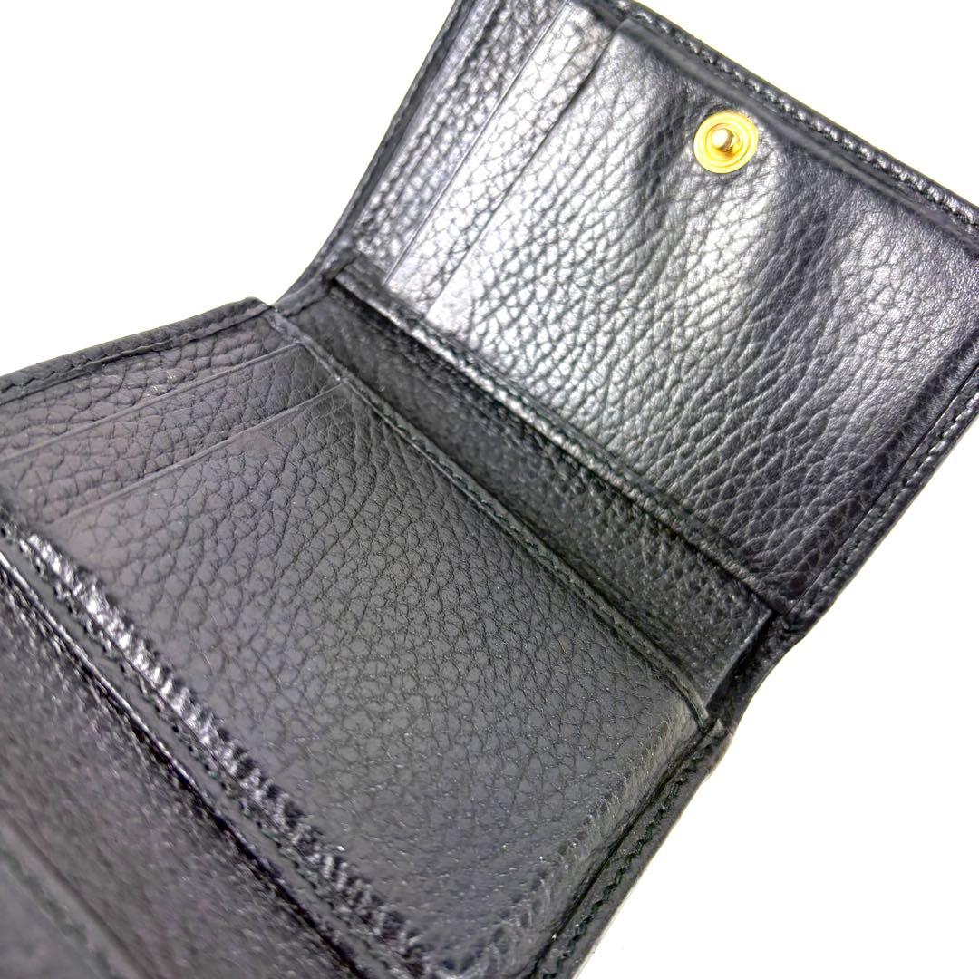良品✨グッチ 3つ折り財布 マーモント シュリンクレザー ブラック ゴールド