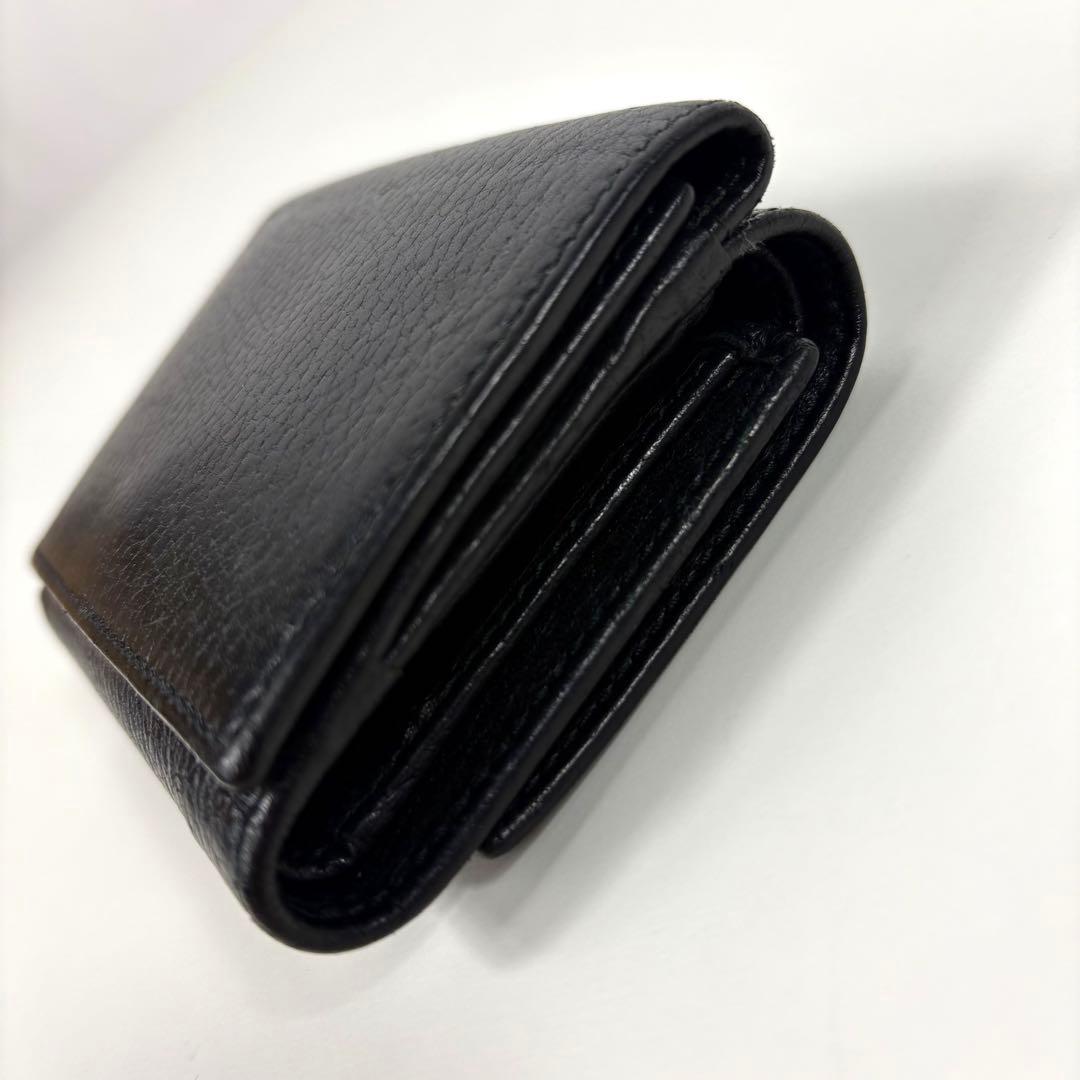良品✨グッチ 3つ折り財布 マーモント シュリンクレザー ブラック ゴールド