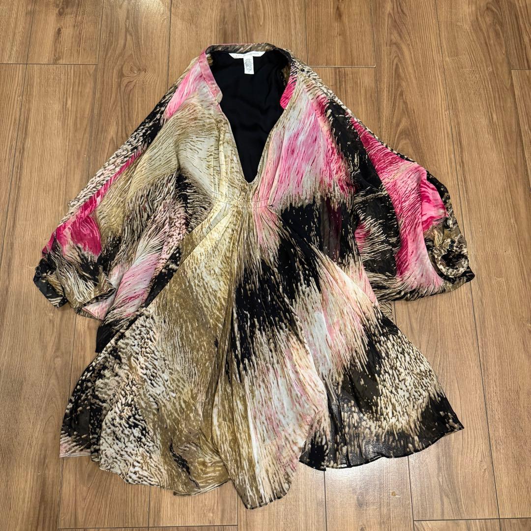 DIANE von FURSTENBERG フレアスリーブVネックワンピース