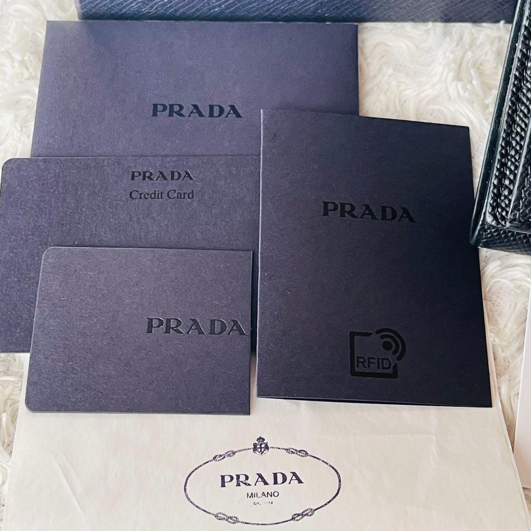 【☺︎プロフ必読】PRADA サフィアーノ 三つ折り財布 黒 ブラック