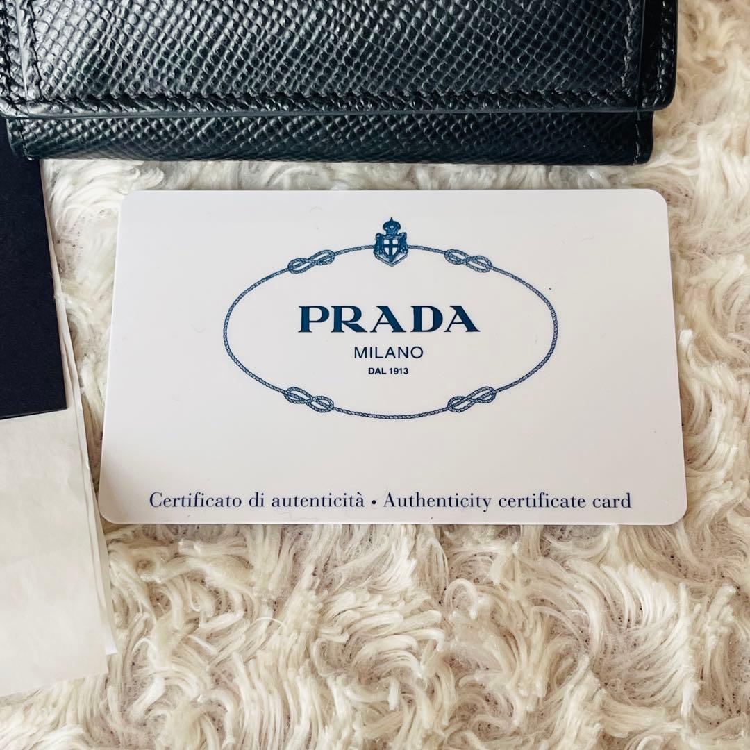 【☺︎プロフ必読】PRADA サフィアーノ 三つ折り財布 黒 ブラック