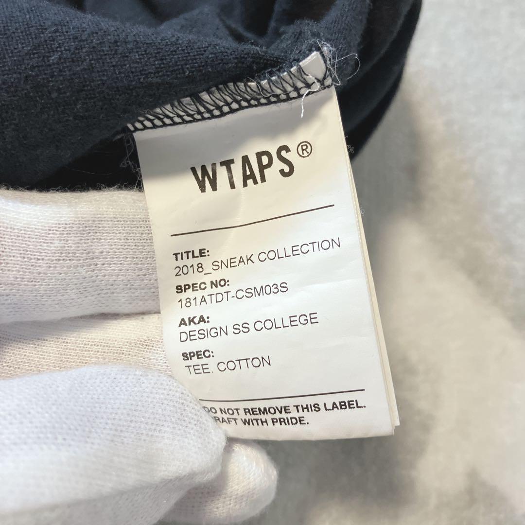 WTAPS クルーネック 半袖 カレッジ ロゴ Tシャツ ブラック M