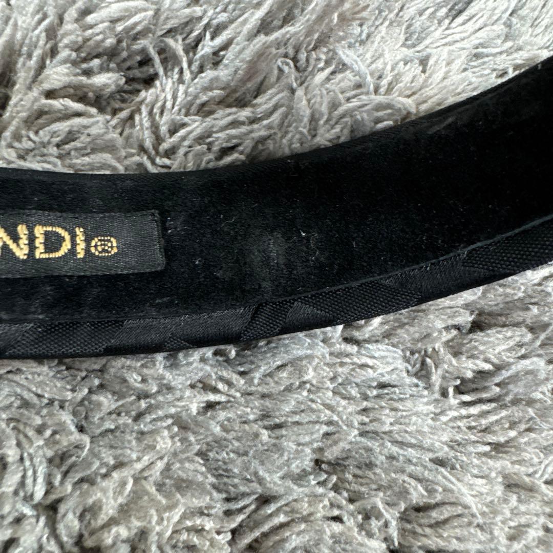 FENDI フェンディ レディース カチューシャ ズッカ柄 ナイロン ブラック