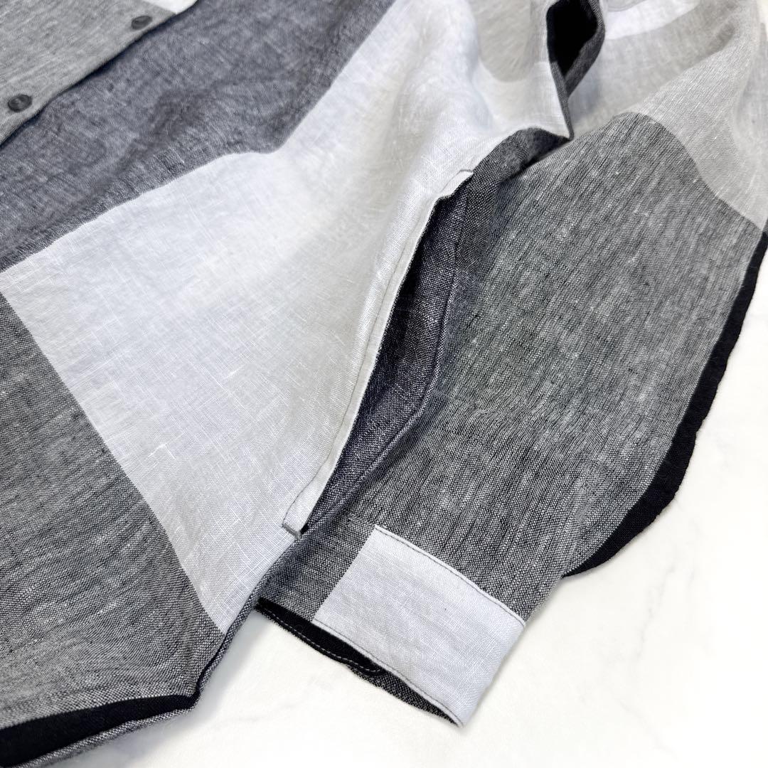 美品 オニヴァ 麻 リネン シャツワンピース ゆったり チェック Onyvua.