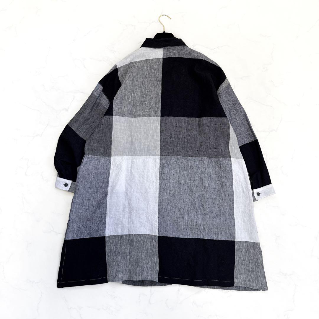 美品 オニヴァ 麻 リネン シャツワンピース ゆったり チェック Onyvua.