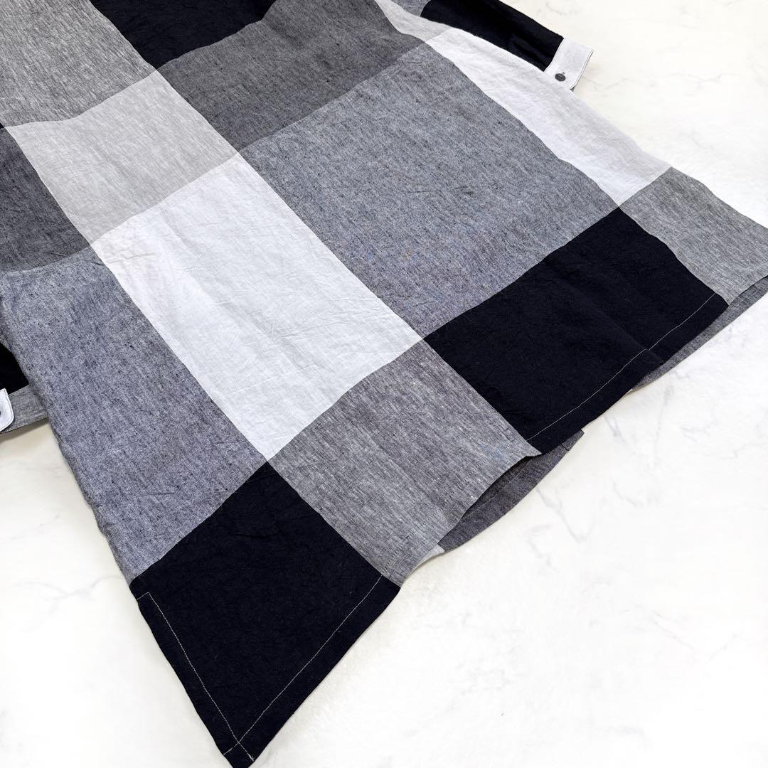 美品 オニヴァ 麻 リネン シャツワンピース ゆったり チェック Onyvua.