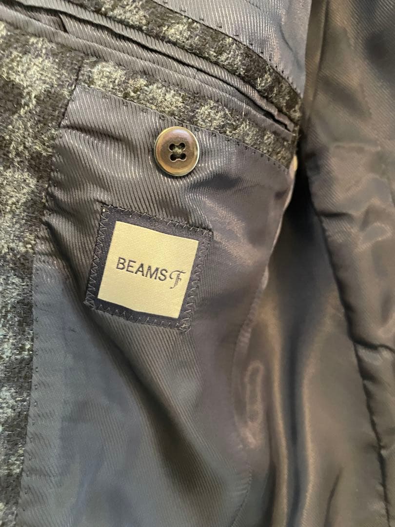 美品　BEAMS F ビームスエフ 千鳥格子柄 テーラードジャケット ネイビー