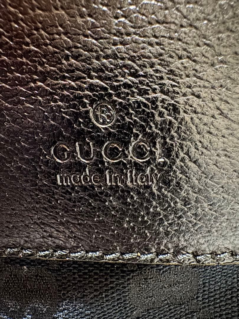 GUCCI ブラック キャンバス レザー ウエストバッグ