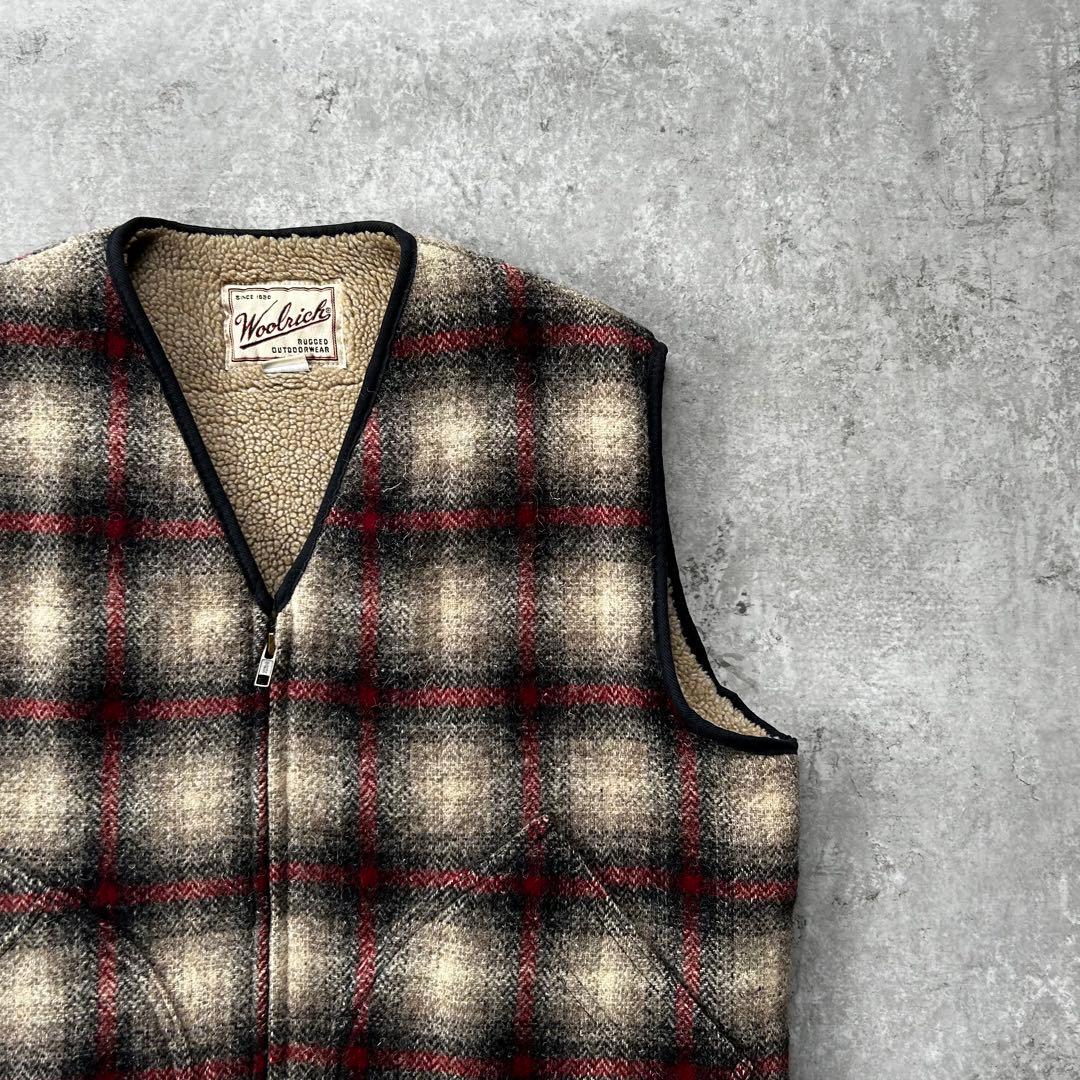 90s wool rich ウールベスト USA製 M オンブレチェック