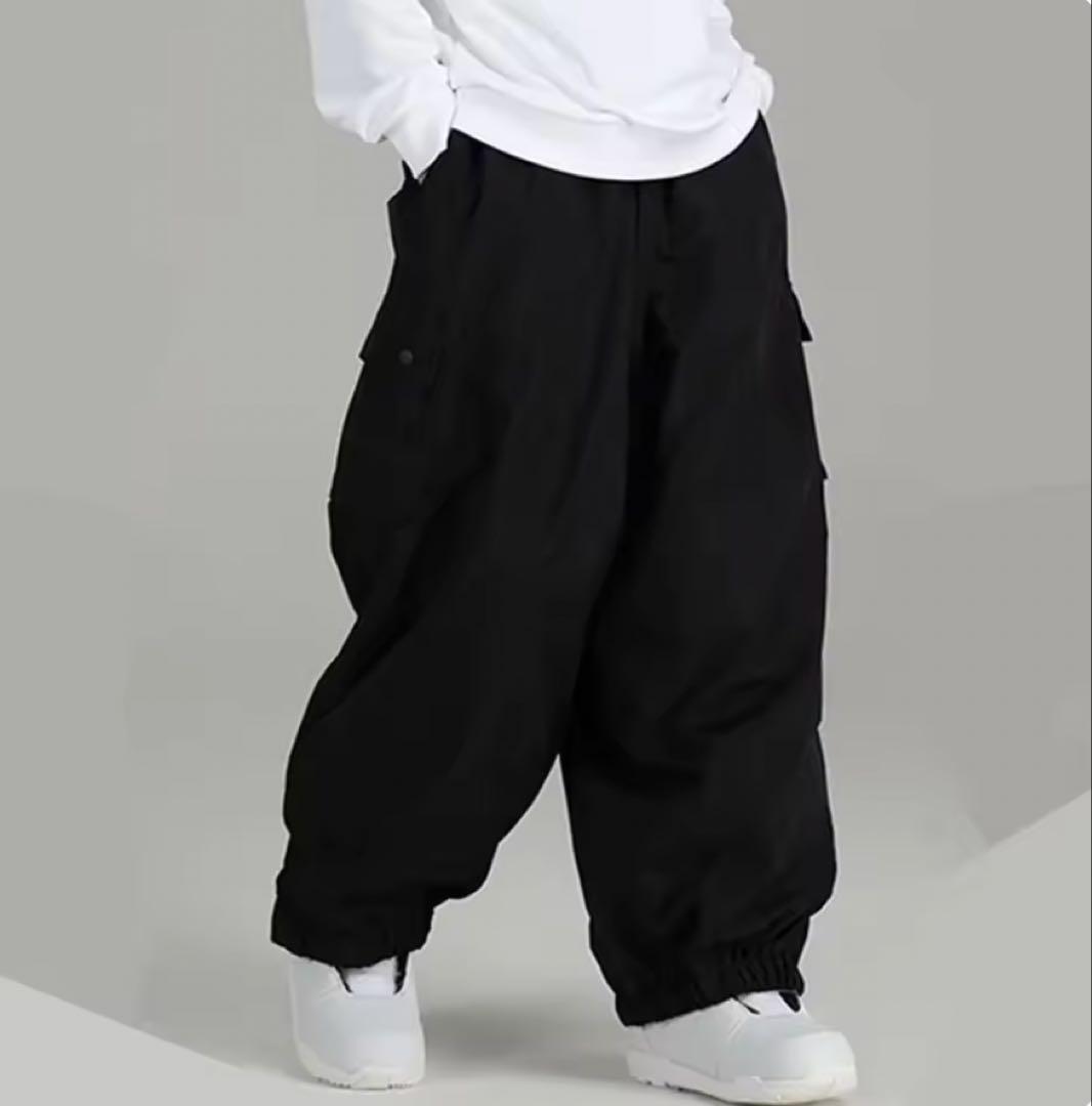 スノーボード パンツ 黒 ブラック ワイドパンツ カーゴパンツ ウェア　XL